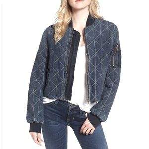 NWT HUDSON CROPPED QUILTED DENIM BOMBER JACKET S